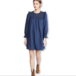Madewell Ruffle Neck Babydoll Dress Small S